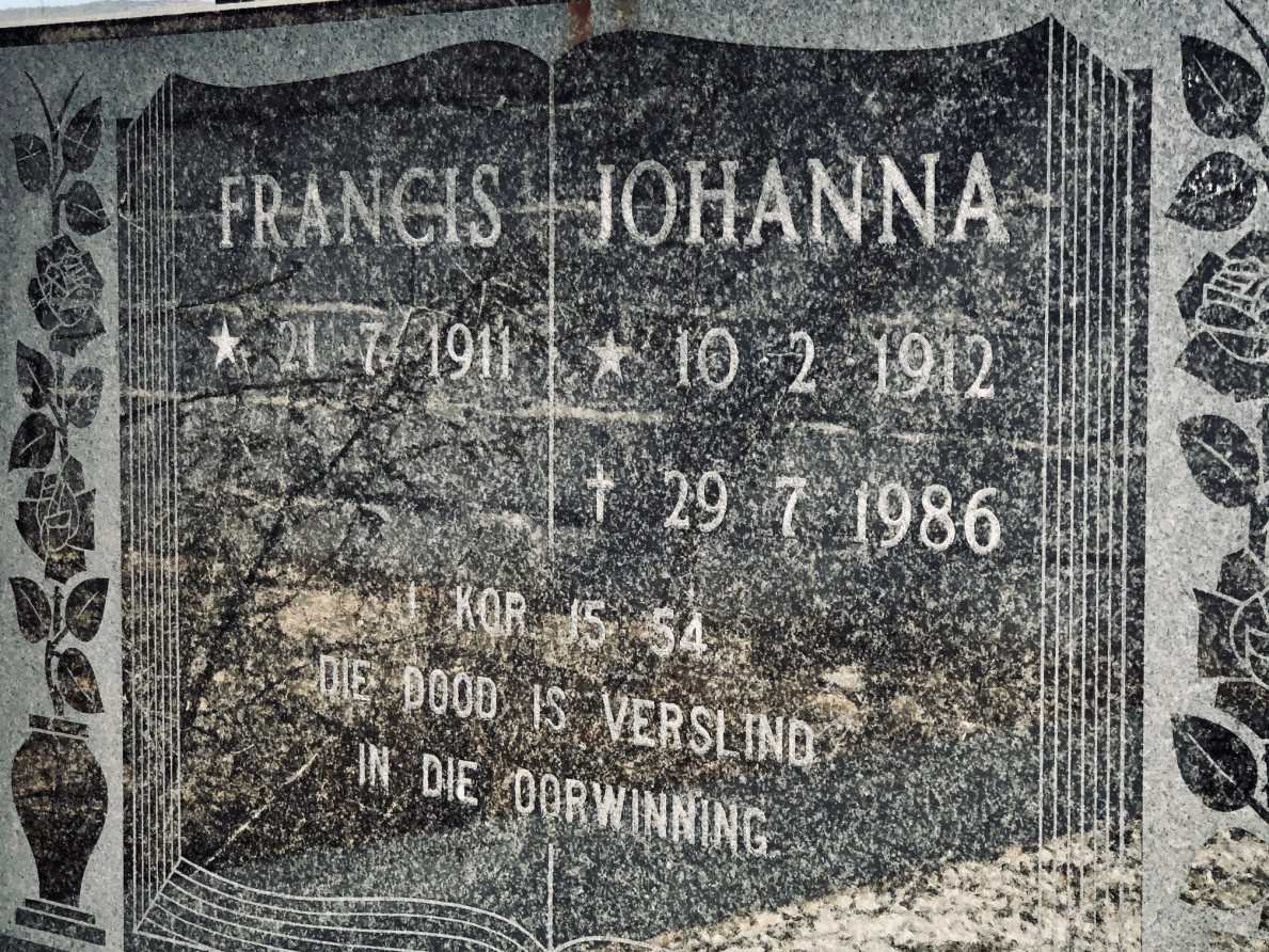 NORTJE Francis 1911- &amp; Johanna 1912-1986