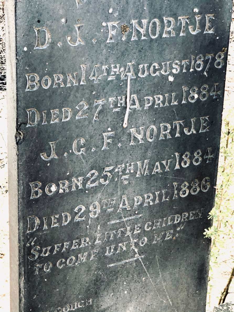 NORTJE D.J.F. 1878-1884 :: NORTJE J.G.F. 1884-1886