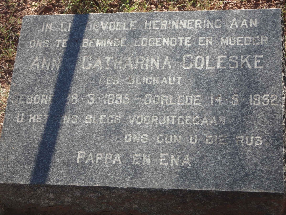 COLESKE Anna Catharina nee BLIGNAUT 1895-1952