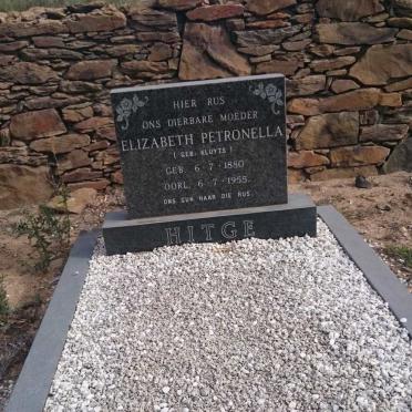HITGE Elizabeth Petronella nee KLUYTS 1880-1955