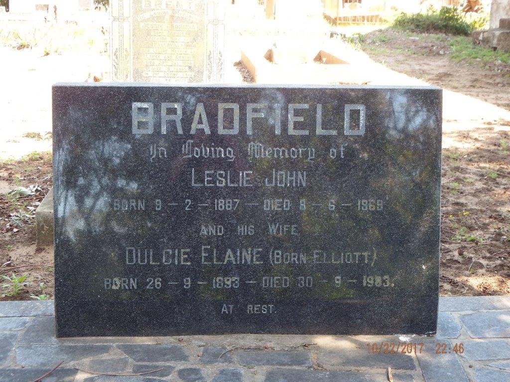 BRADFIELD Leslie John 1887-1969 &amp; Dulcie Elaine ELLIOTT 1893-1983