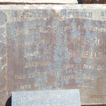 BRADFIELD James Rio 1863-1958 &amp; Agnes -1908