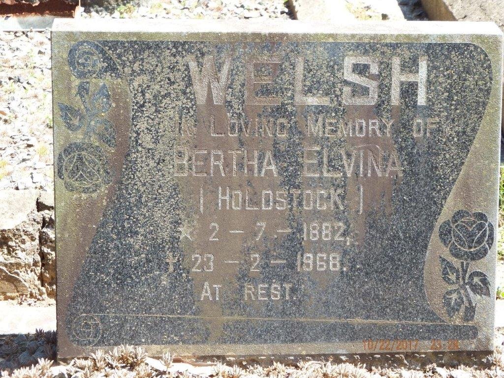 WELSH Sydney Charles -1918 :: WELSH Bertha Elvina HOLDSTOCK 1882-1968
