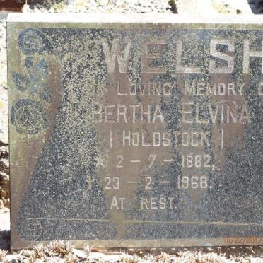 WELSH Sydney Charles -1918 :: WELSH Bertha Elvina HOLDSTOCK 1882-1968