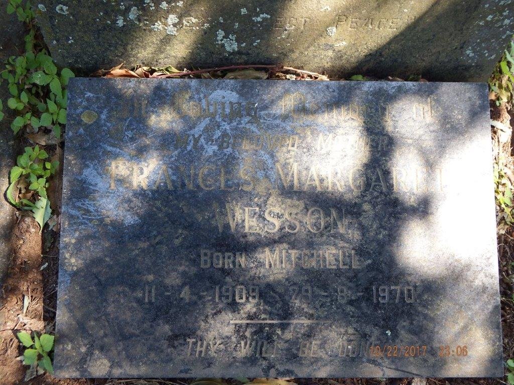 WESSON Arnold Vernon 1897-1963 &amp; Frances Margaret MITCHELL 1909-1970