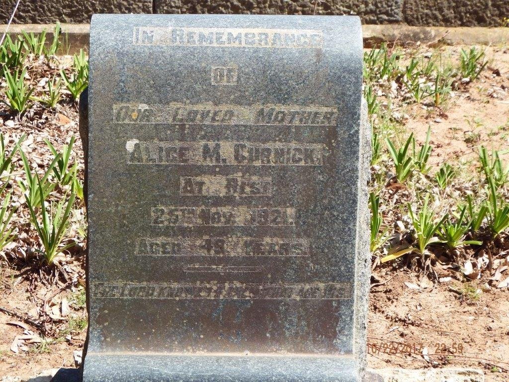 CURNICK Alice M. -1921