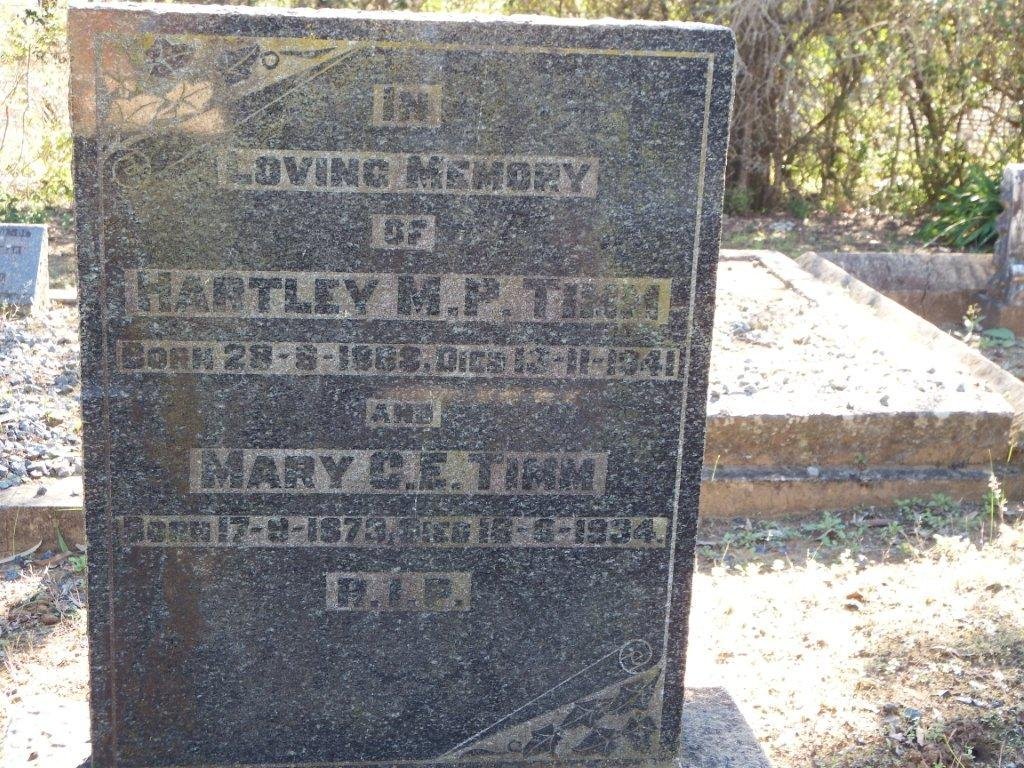TIMM Hartley M.P. 1868-1941 &amp; Mary C.E. 1873-1934