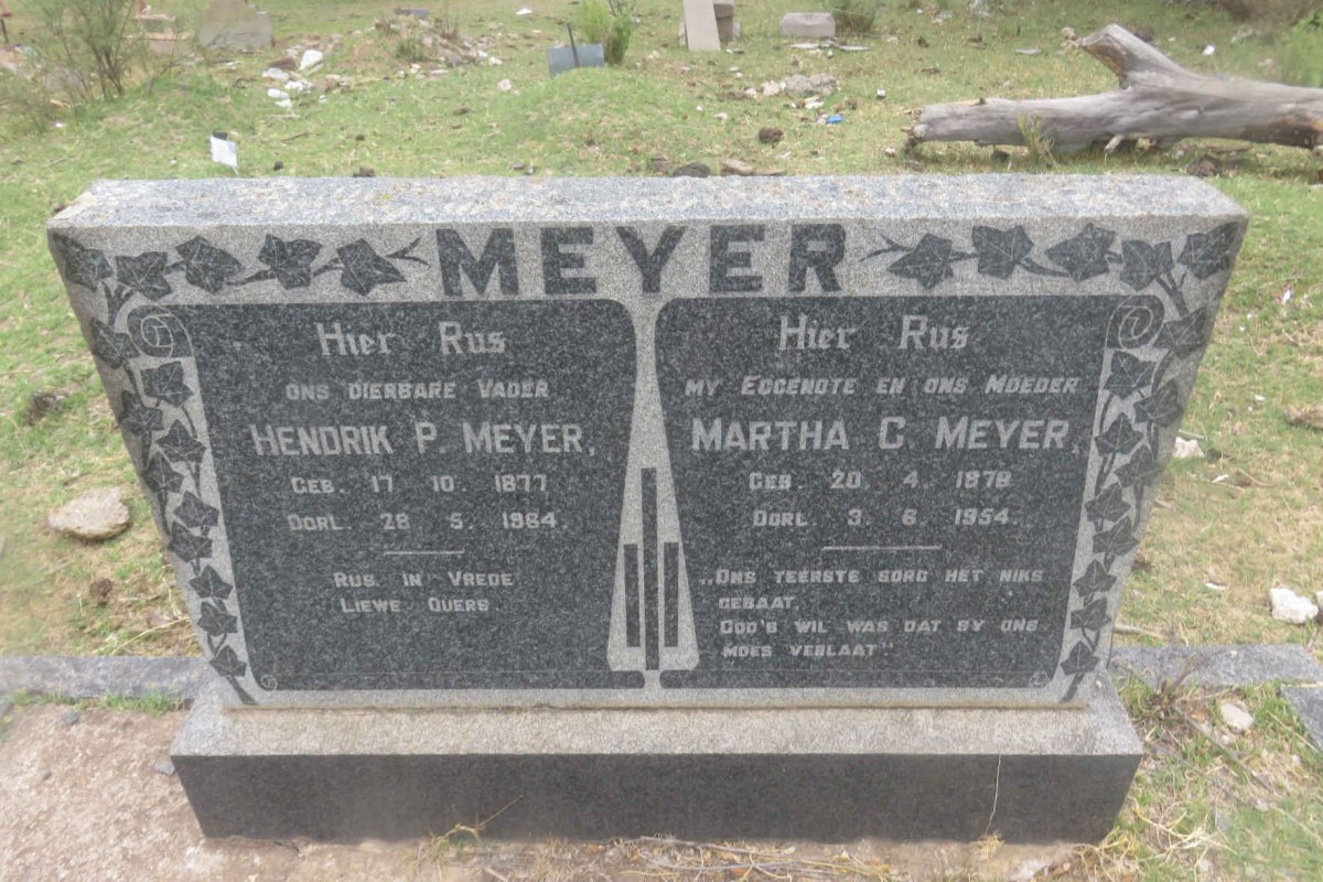 MEYER Hendrik P. 1877-1964 &amp; Martha C. 1878-1954