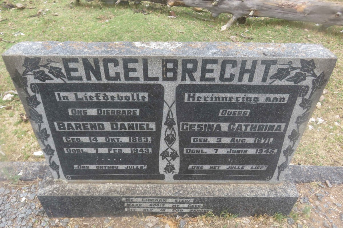 ENGELBRECHT Barend Daniel 1863-1943 &amp; Gesina Catharina 1871-1945