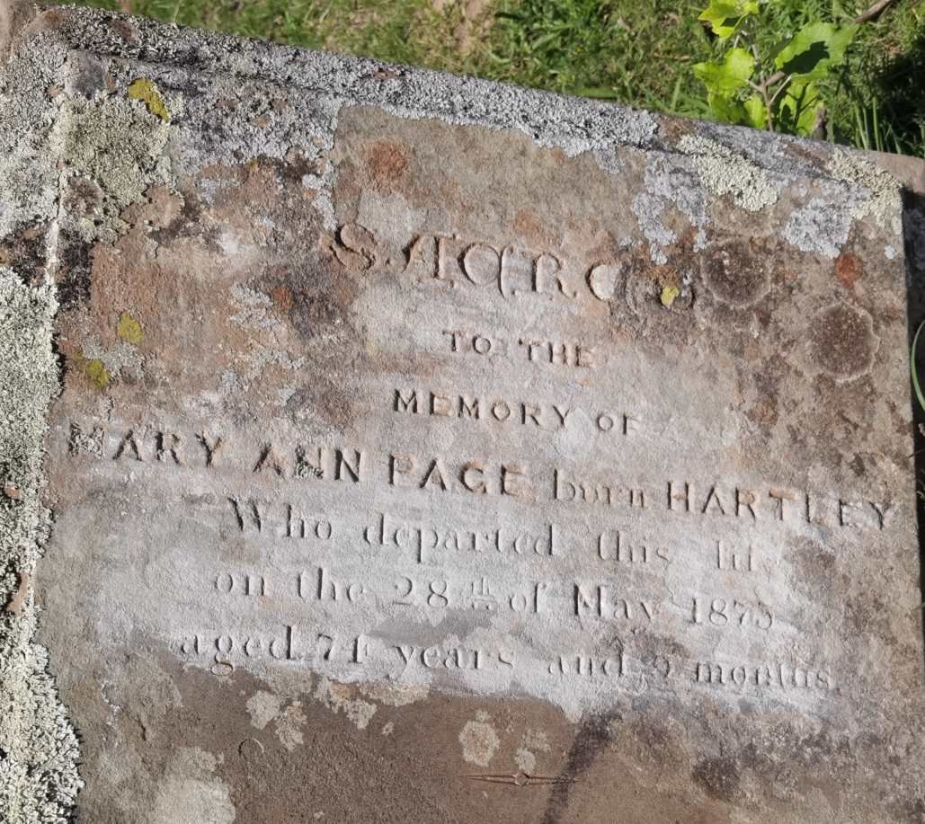 PAGE Mary Ann nee HARTLEY -1873