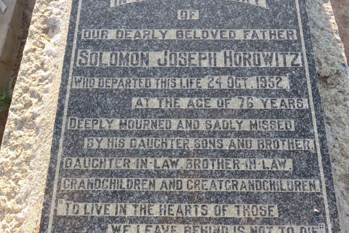 HOROWITZ Solomon Joseph -1952
