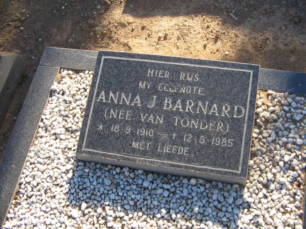 BARNARD Anna J. nee van TONDER 1910-1985