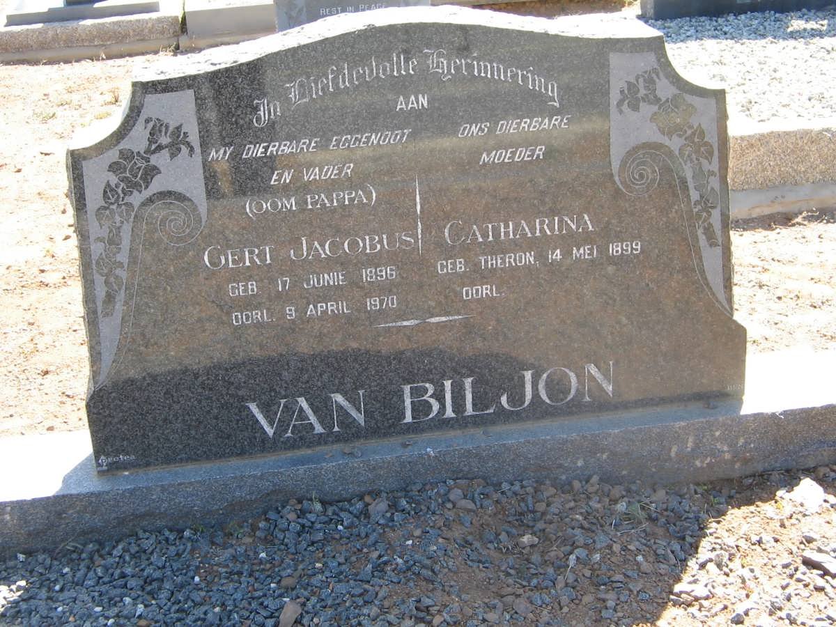 BILJON Gert Jacobus, van 1896-1970 &amp; Catharina THERON 1899-