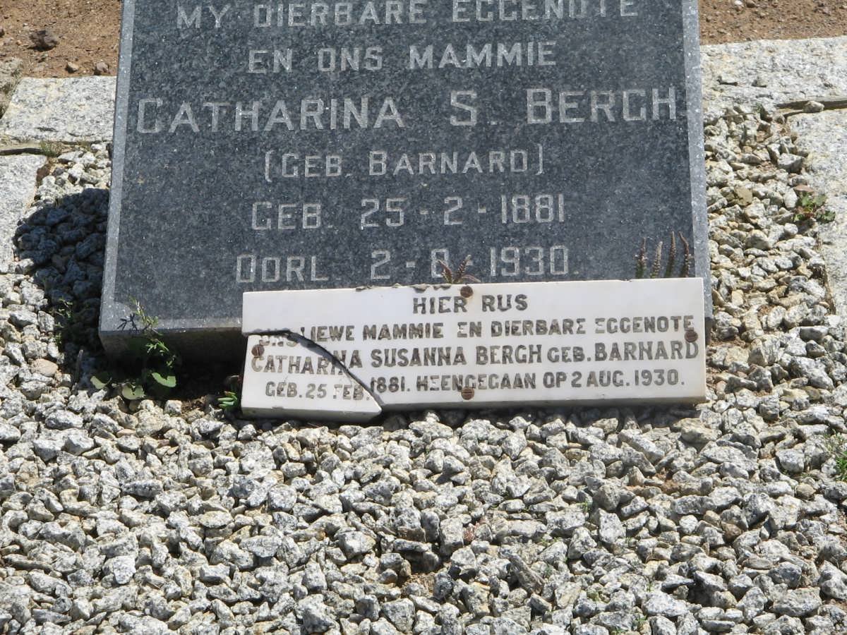 BERGH Catharina Susanna nee BARNARD 1881-1930
