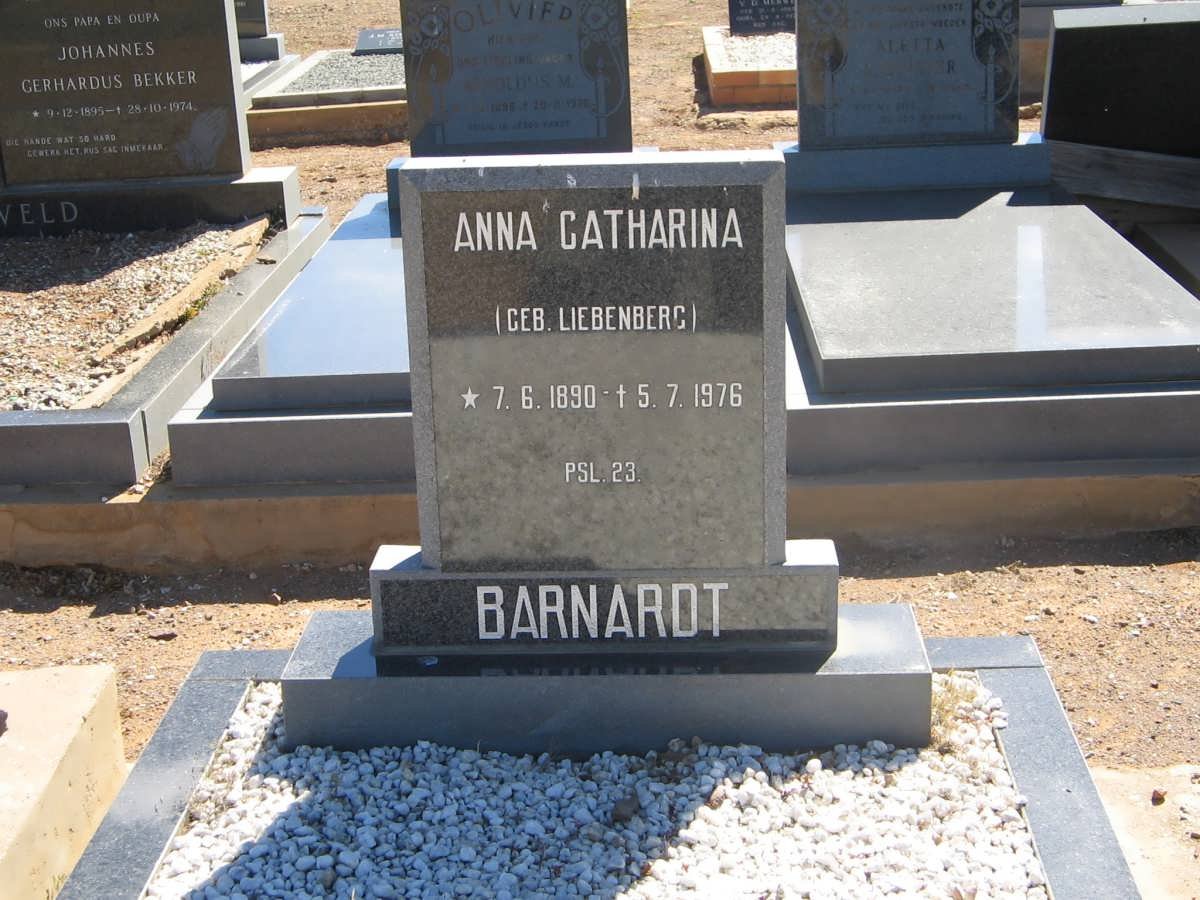 BARNARDT Anna Catharina nee LIEBENBERG 1890-1976