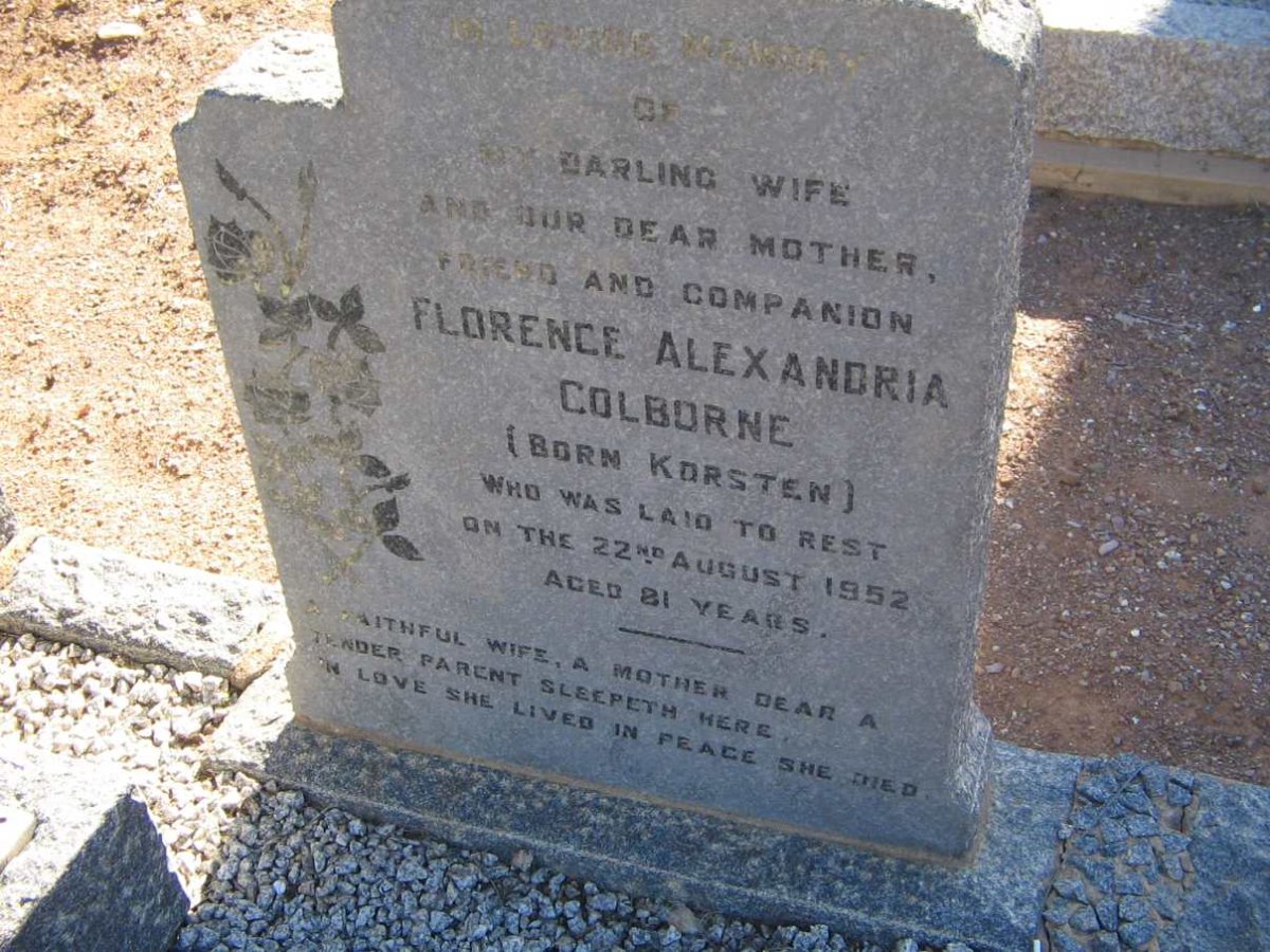 COLBORNE Florence Alexandria nee KORSTEN -1952