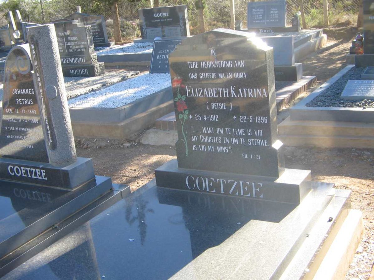 COETZEE Elizabeth Katrina 1912-1996
