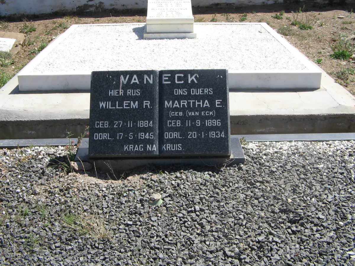 ECK Willem R., van 1884-1945 &amp; Martha E. VAN ECK 1896-1934