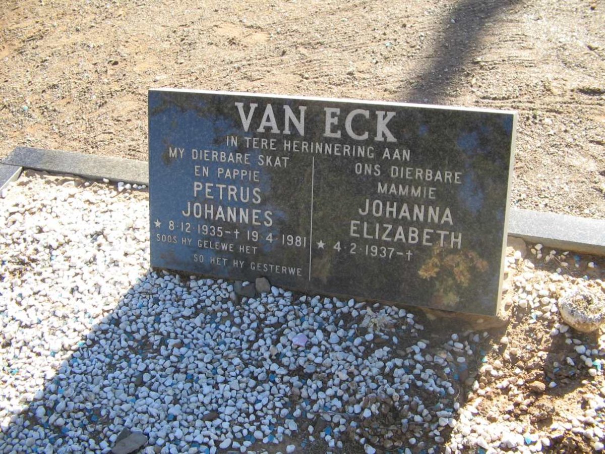 ECK Petrus Johannes, van 1935-1981 &amp; Johanna Elizabeth 1937-