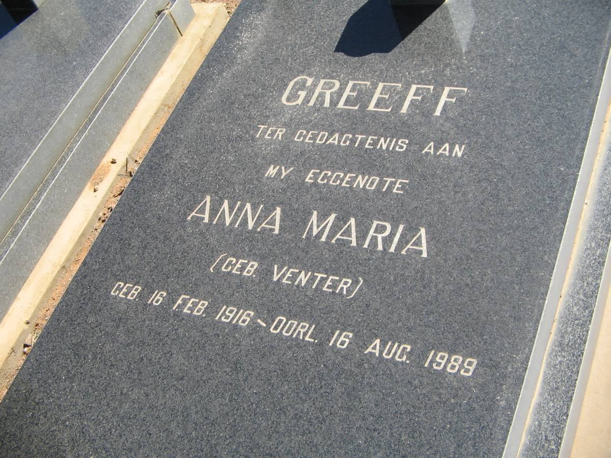 GREEFF Anna Maria nee VENTER 1916-1989