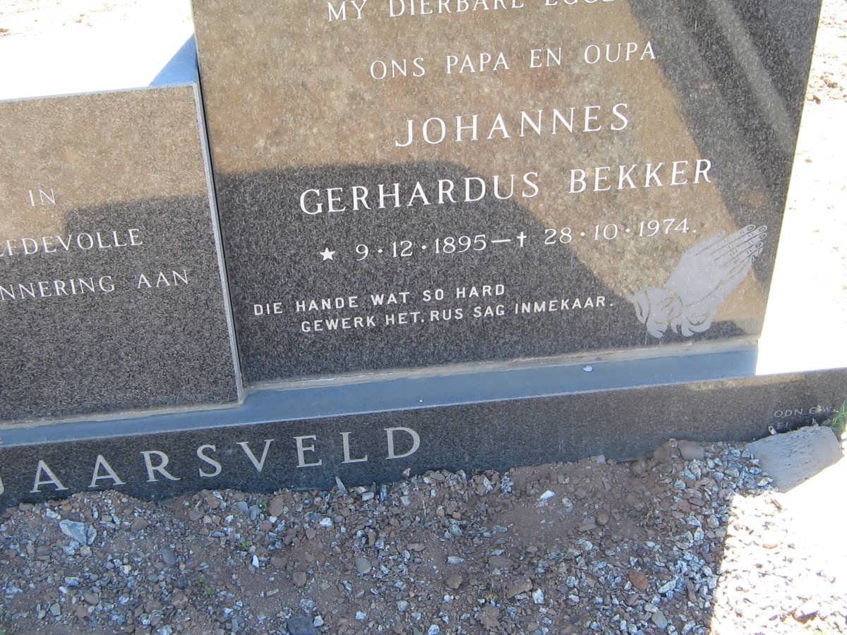 JAARSVELD Johannes Gerhardus Bekker, van 1895-1974