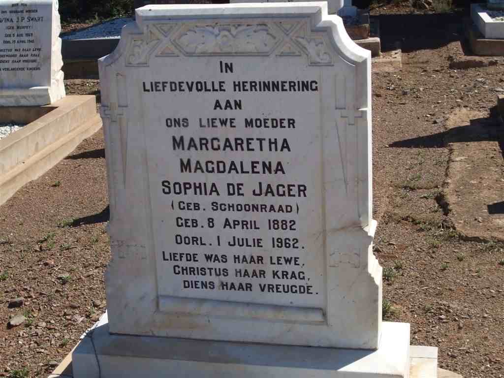 JAGER Margaretha Magdalena Sophia, de nee SCHOONRAAD 1882-1962
