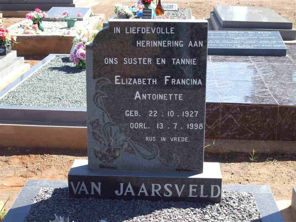 JAARSVELD Elizabeth Francina Antoinette, van 1927-1998