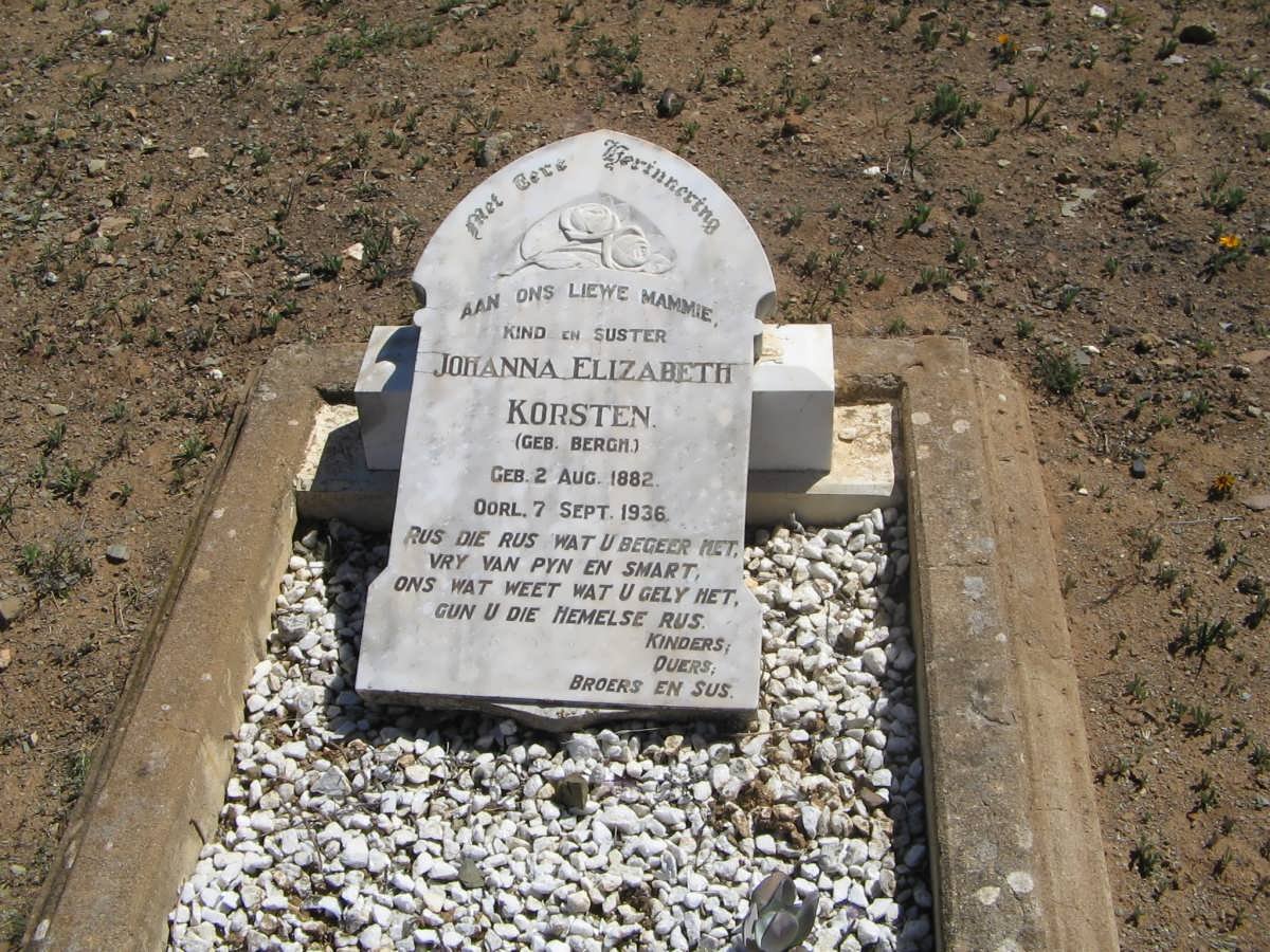 KORSTEN Johanna Elizabeth nee BERGH 1882-1936