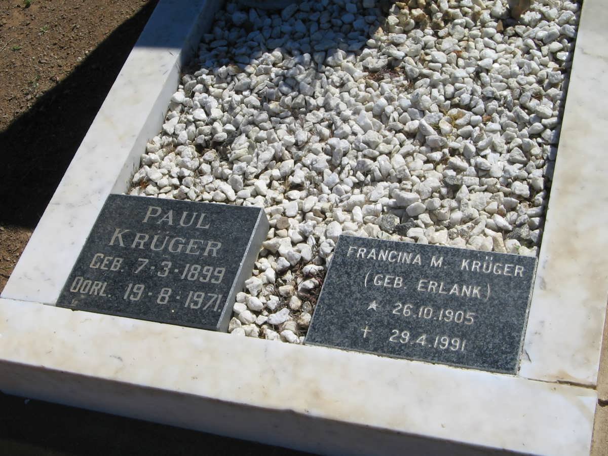 KRUGER Paul 1899-1971 &amp; Francina M. ERLANK 1905-1991