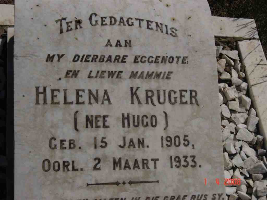 KRUGER Helena nee HUGO 1905-1933