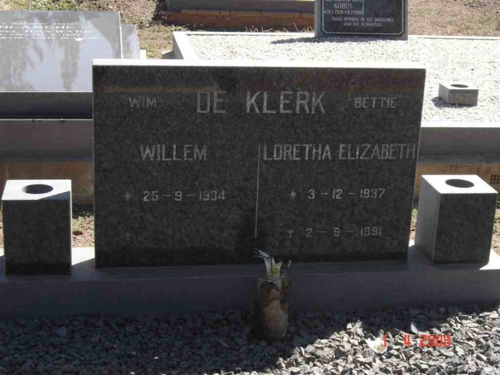 KLERK Willem, de 1934- &amp; Loretha Elizabeth 1937-1991