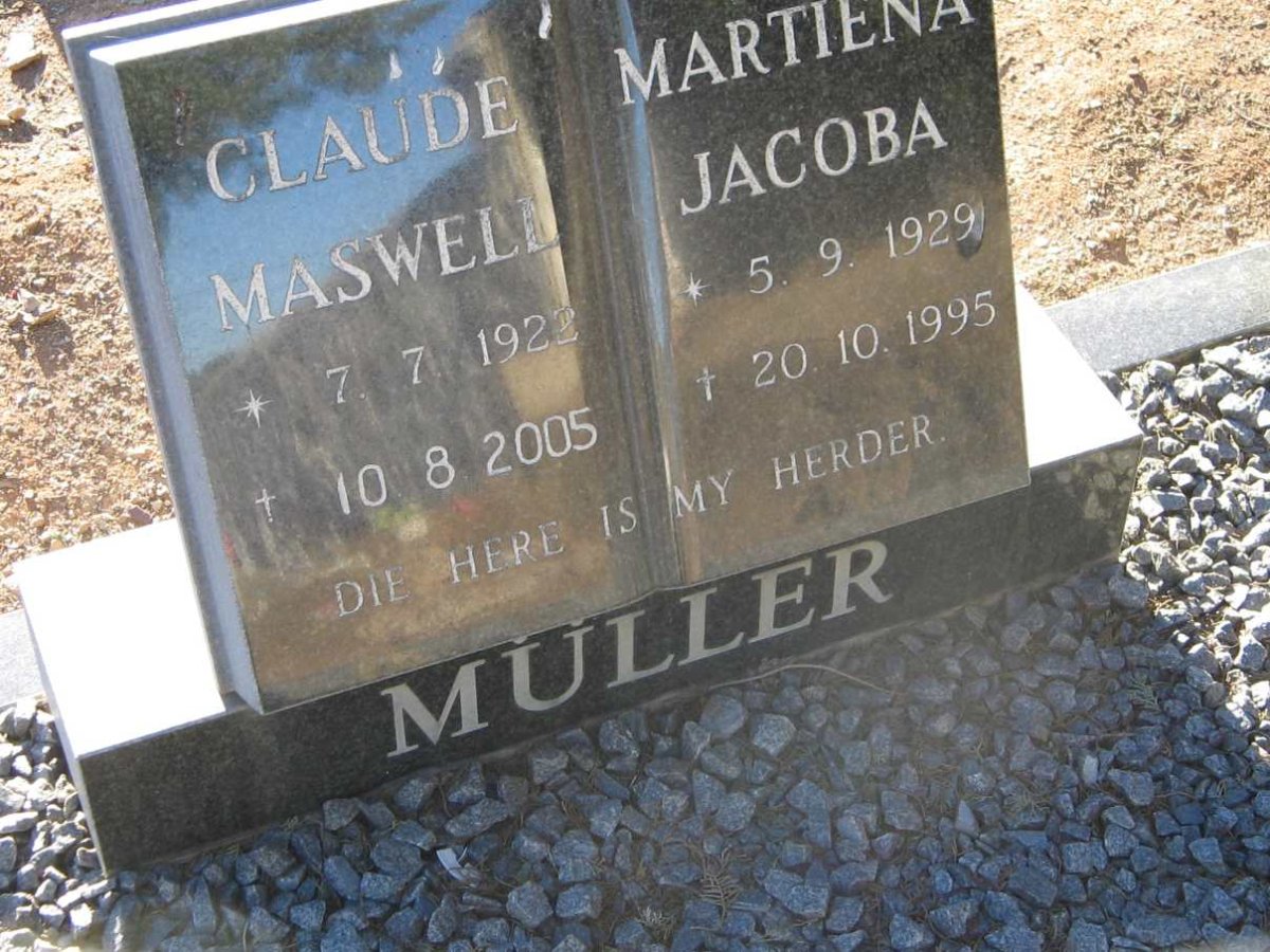 MULLER Claude Maswell 1922-2005 &amp; Martiena Jacoba 1929-1995