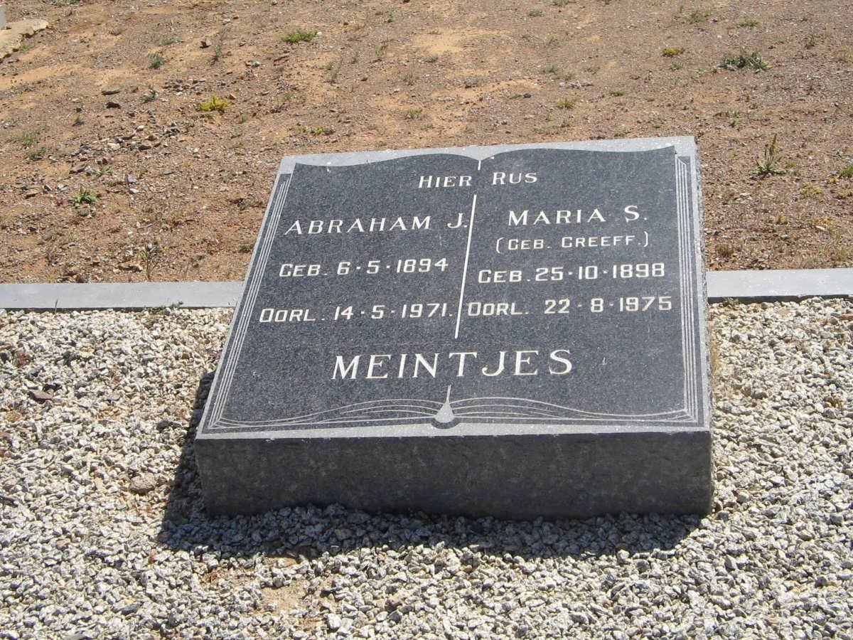 MEINTJES Abraham J. 1894-1971 &amp; Maria S. GREEFF 1898-1975