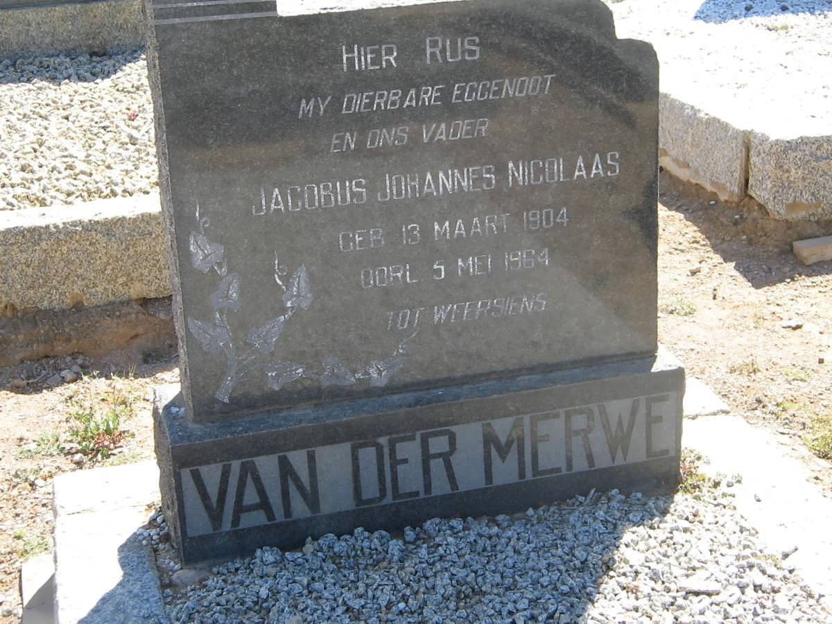 MERWE Jacobus Johannes Nicolaas, van der 1904-1964