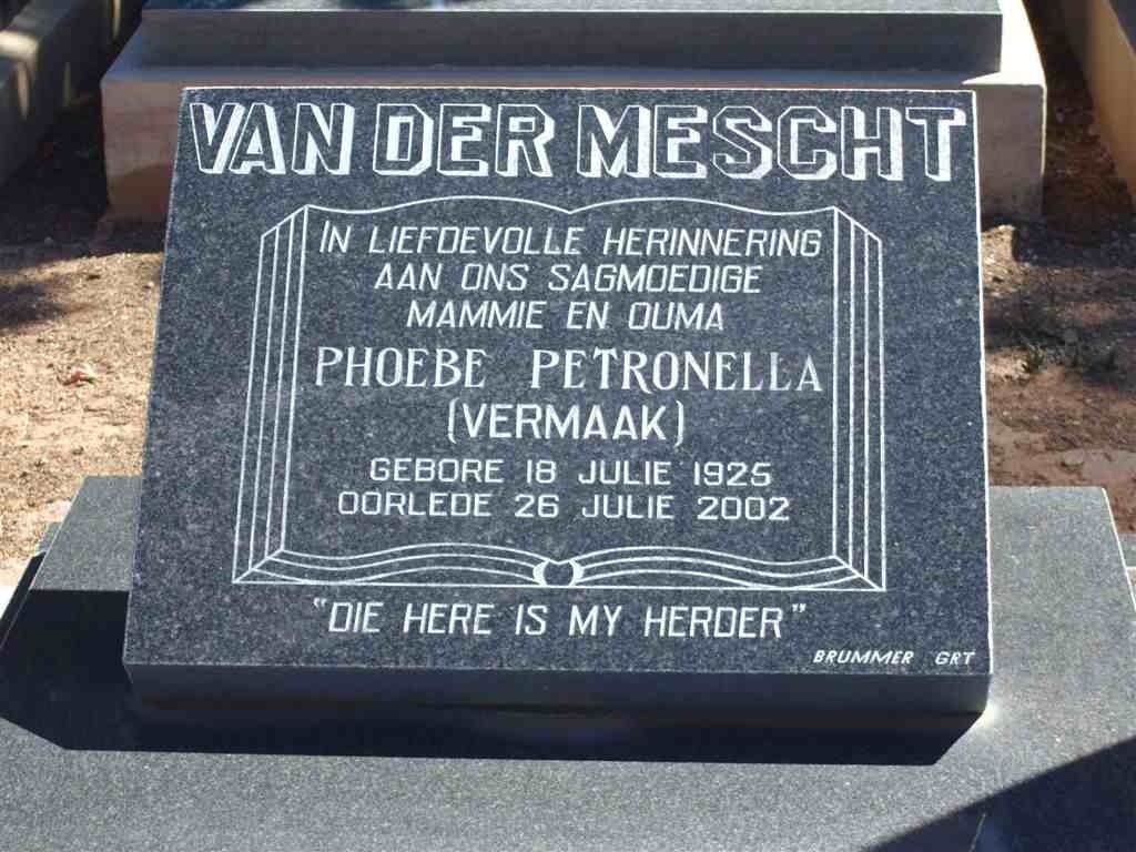 MESCHT Phoebe Petronella, van der nee VERMAAK 1925-2002