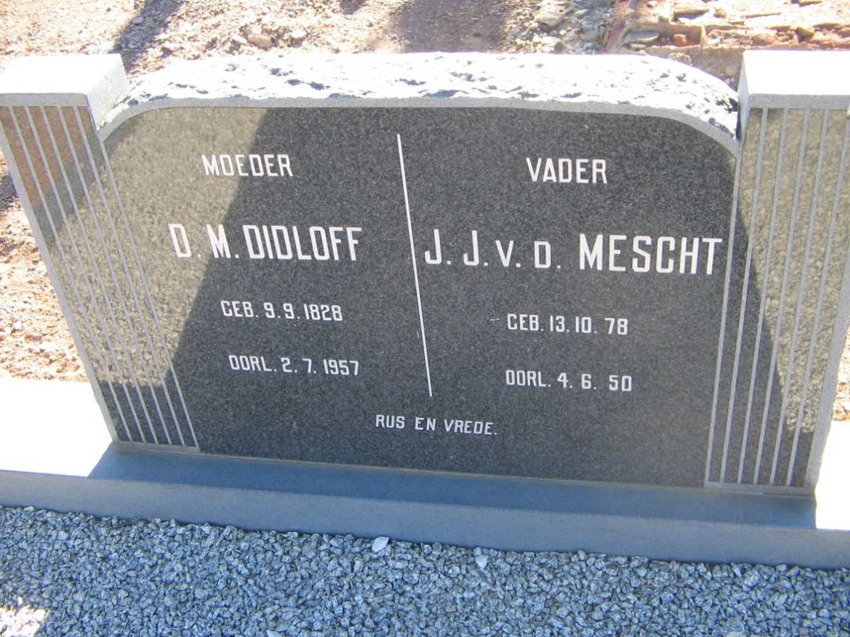 MESCHT J.J., v.d. 1878-1950 &amp; D.M. DIDLOFF 1828-1957