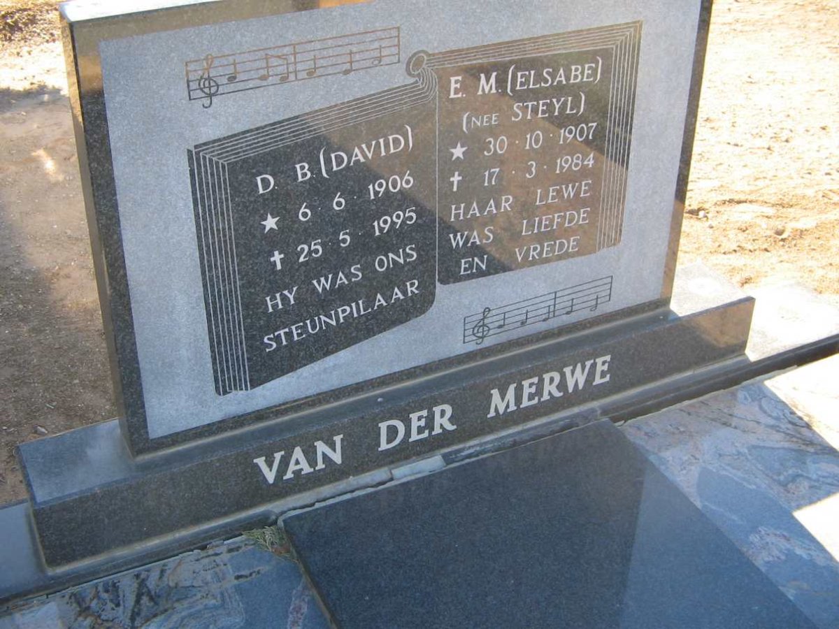 MERWE D.B., van der 1906-1995 &amp; E.M. STEYL 1907-1984