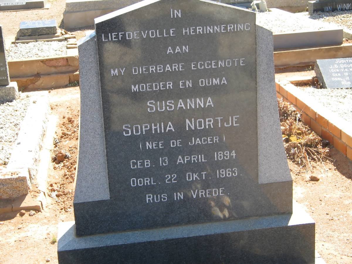 NORTJE Susanna Sophia nee de JAGER 1894-1963