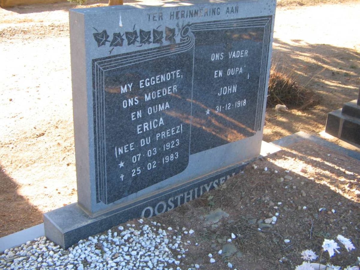 OOSTHUYSEN John 1918- &amp; Erica du PREEZ 1923-1983