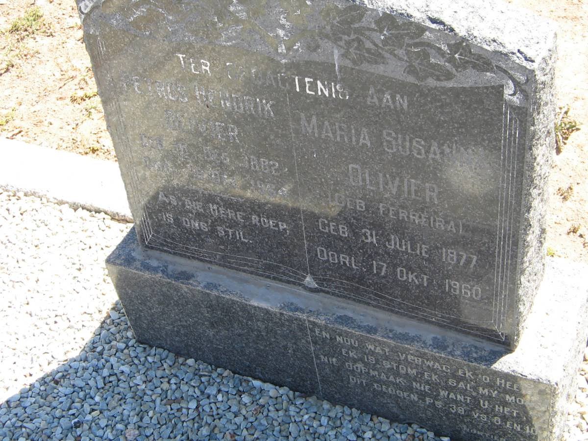 OLIVIER Petrus Hendrik 1882-1964 &amp; Maria Susanna FERREIRA 1877-1960