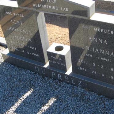 PREEZ Gert Johannes Jacobus, du 1878-1960 &amp; Anna Johanna le ROUX 1881-1973