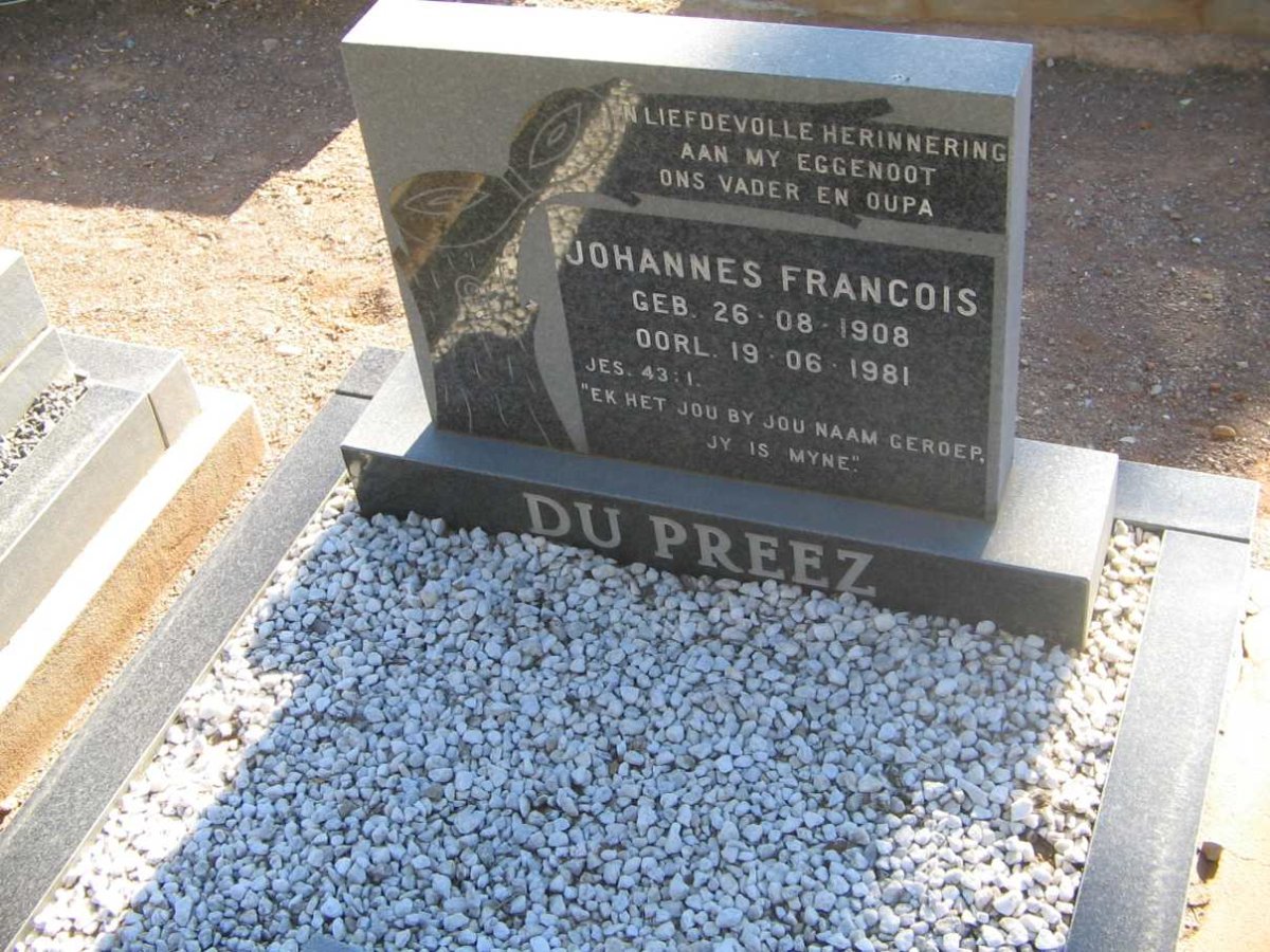 PREEZ Johannes Francois, du 1908-1981