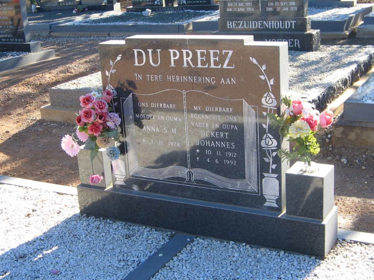 PREEZ Ockert Johannes, du 1912-1992 &amp; Anna S.M. 1928-