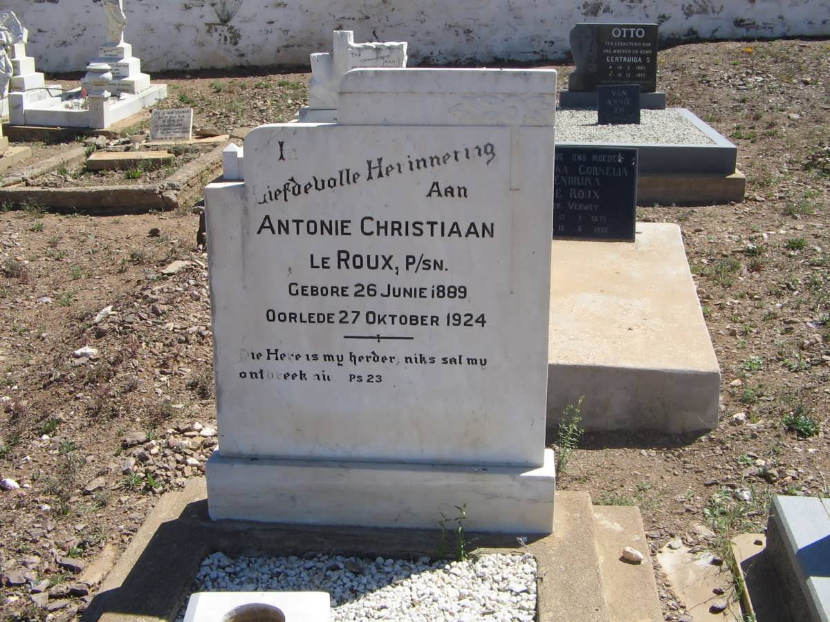 ROUX Antonie Christiaan, le 1889-1924