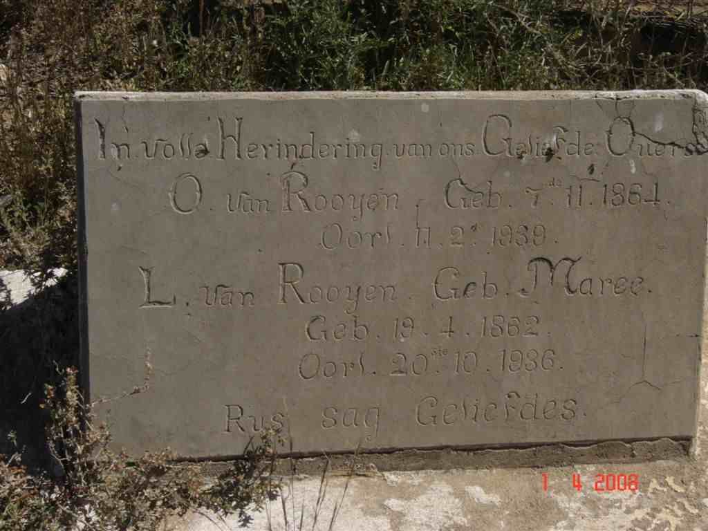 ROOYEN Ockert, van 1864-1939 &amp; Louisa Relinna MAREE 1862-1936