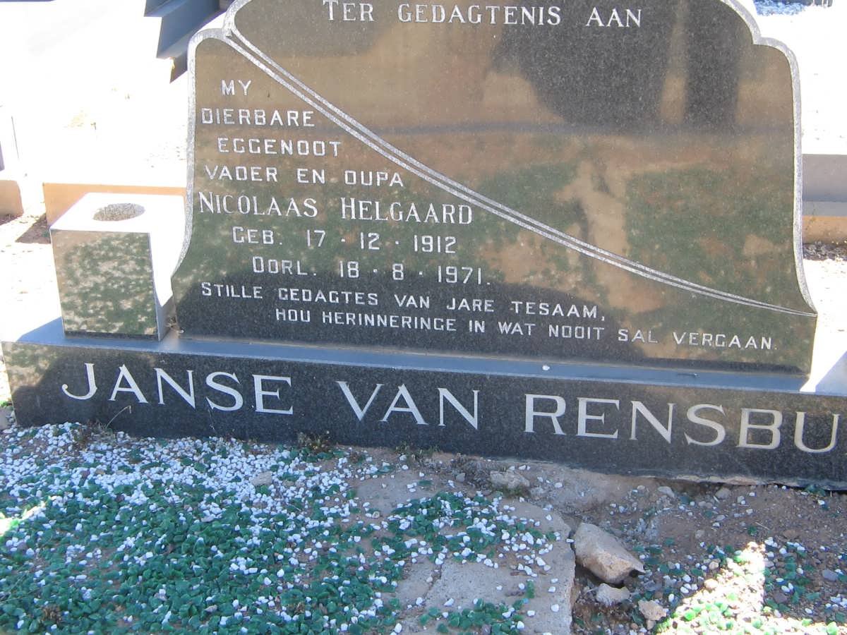RENSBURG Nicolaas Helgaard, Janse van 1912-1971