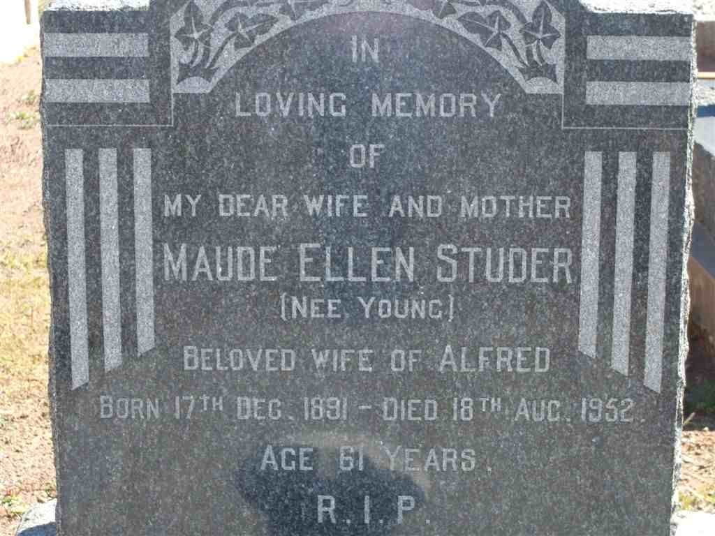 STUDER Maude Ellen nee YOUNG 1891-1952