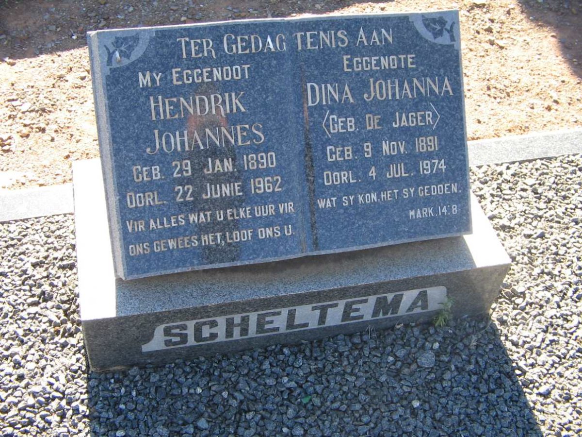 SCHELTEMA Hendrik Johannes 1890-1962 &amp; Dina Johanna DE JAGER 1891-1974