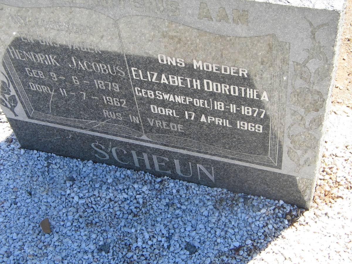 SCHEUN Hendrik Jacobus 1879-1962 &amp; Elizabeth Dorothea SWANEPOEL 1877-1969