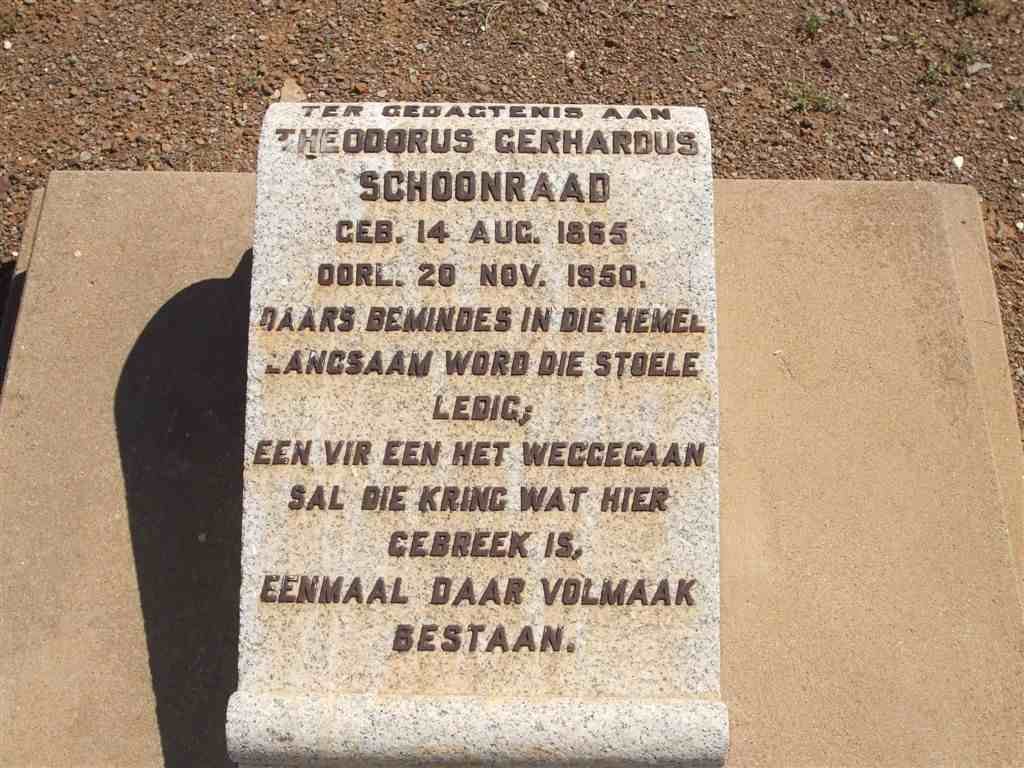 SCHOONRAAD Theodorus Gerhardus 1865-1950